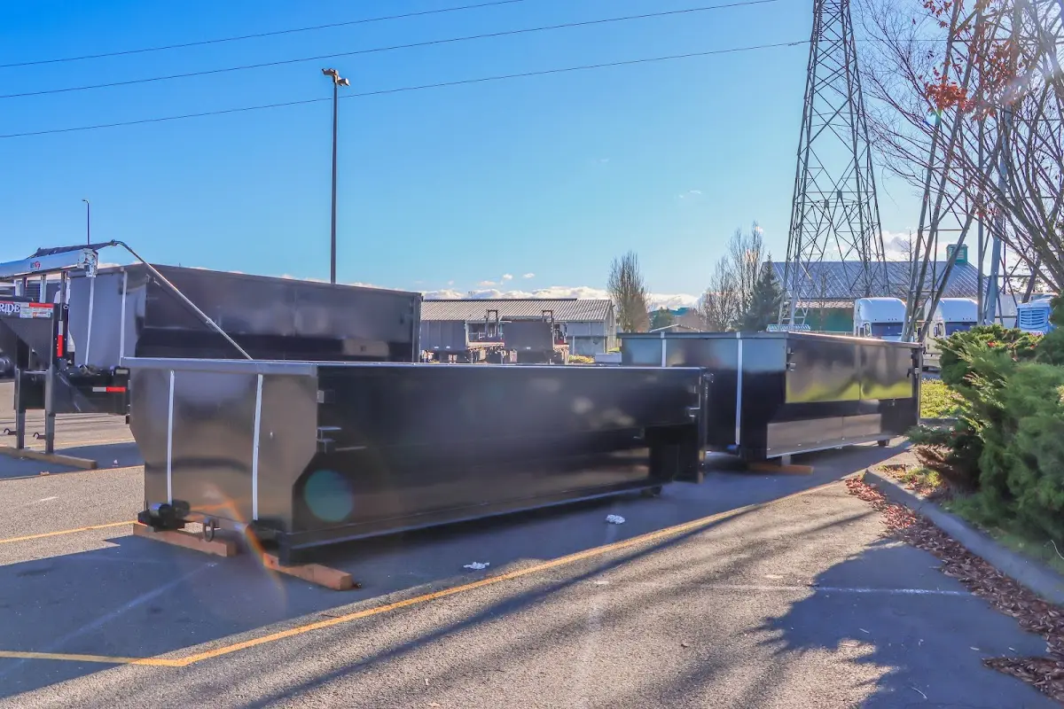 Roll-off dumpster ready for waste disposal at job site for Construction Dumpster Rental in St. Clair